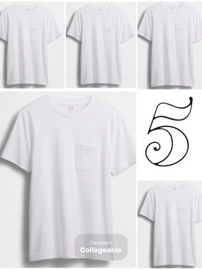 Lot of 5 White Pocket Tees - GAP Old Navy